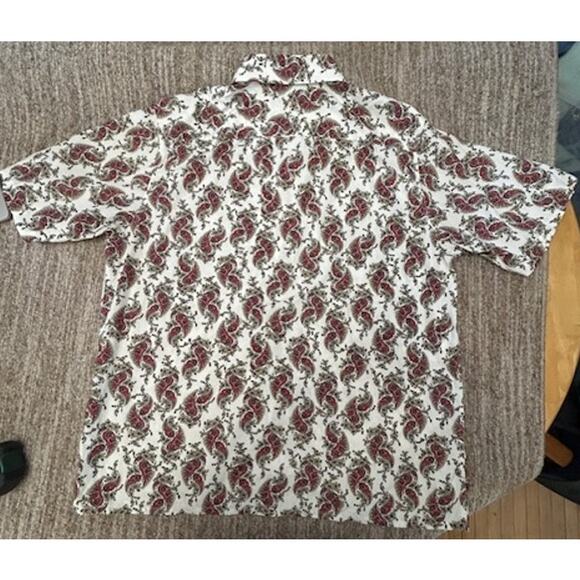 Linea Uomo White Red Paisley Cotton Short Sleeve Button Up Mens Shirt SZ 3X - Picture 2 of 7